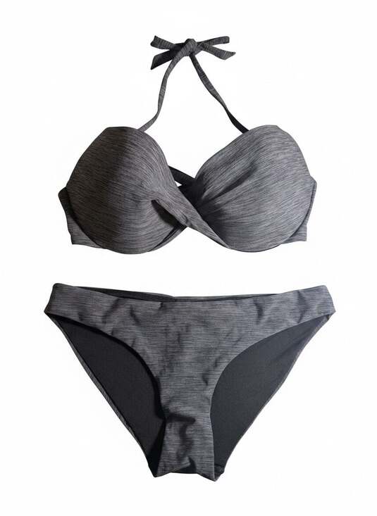 H&M Other - H&M Padded Wire Bikini Top & Swimwear Briefs Set Grey Marled Size 38D/10